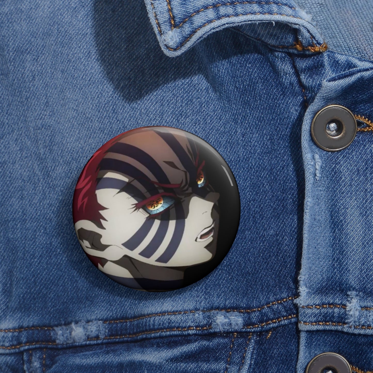 Akaza Demon Slayer Anime Pin Buttons | Custom Pin Buttons | Gift for anime fan | Anime Gift