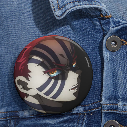 Akaza Demon Slayer Anime Pin Buttons | Custom Pin Buttons | Gift for anime fan | Anime Gift